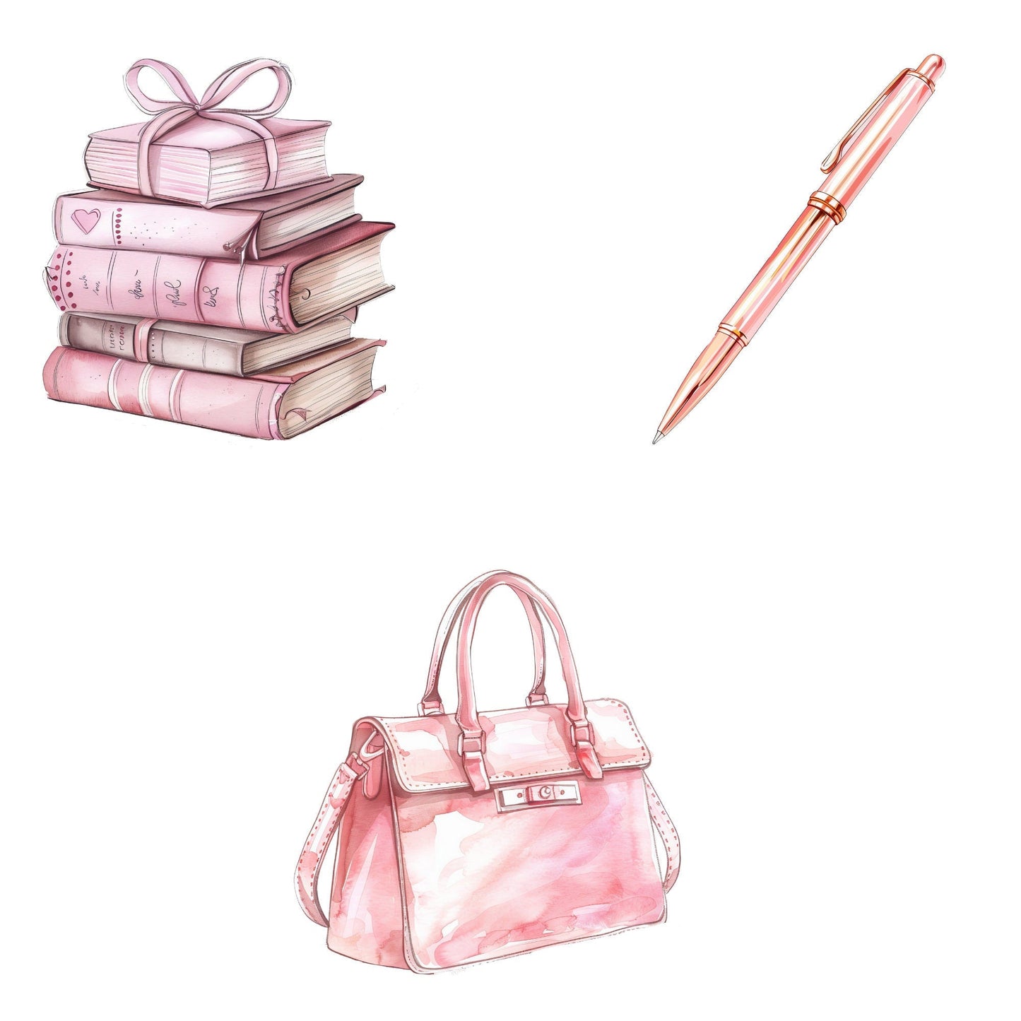 Watercolor Blush Pink Planner Chick Clipart