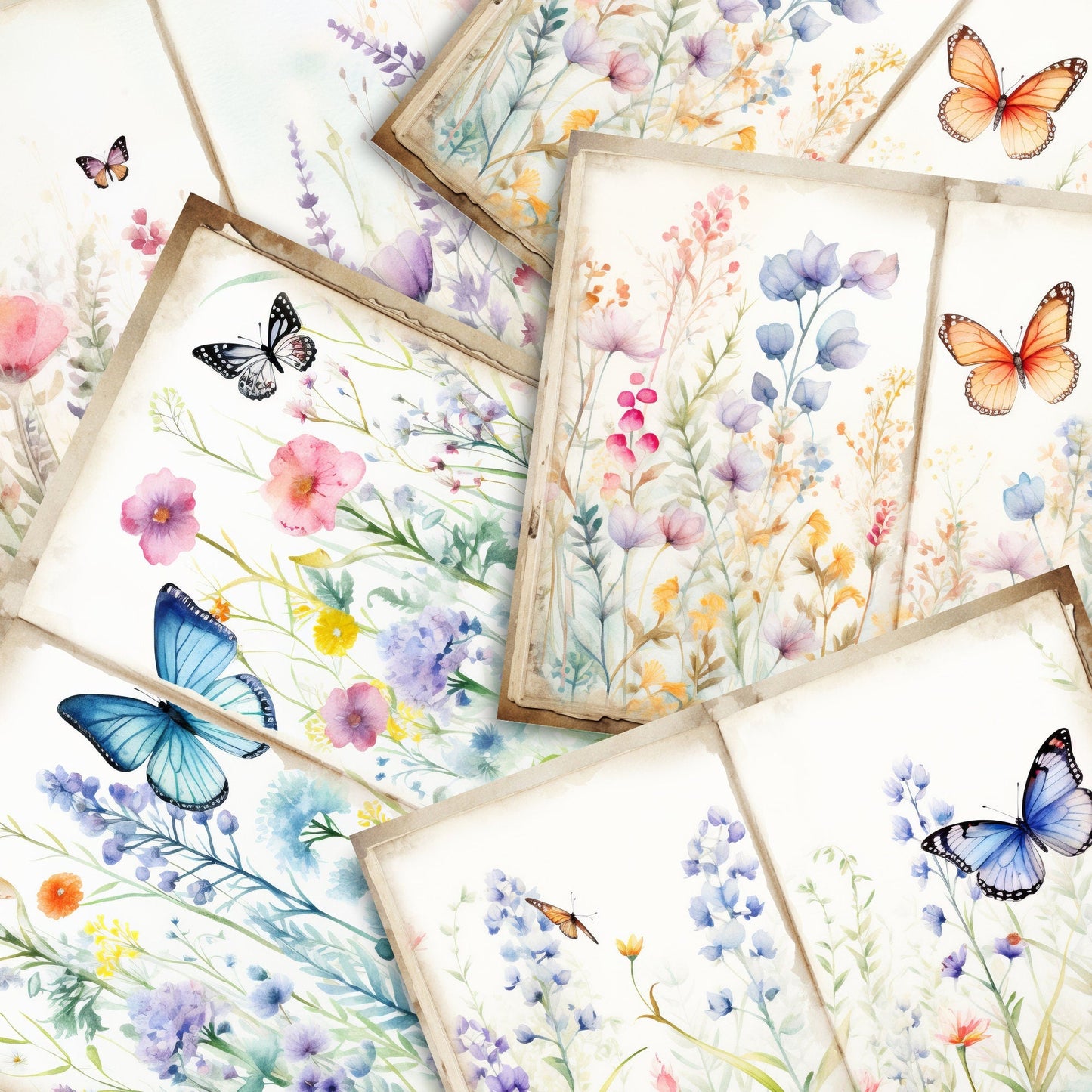Butterfly Meadow Junk Journal Pages Vol 1