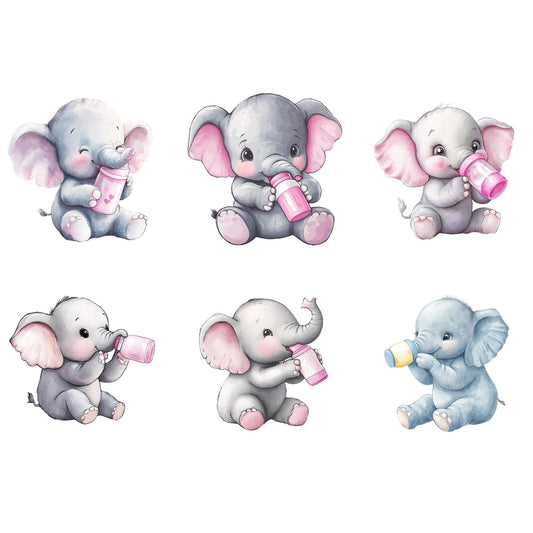 Elephant with Baby Bottle Clipart
