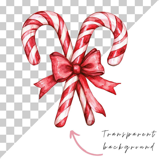 Candy Cane with Bow Clipart