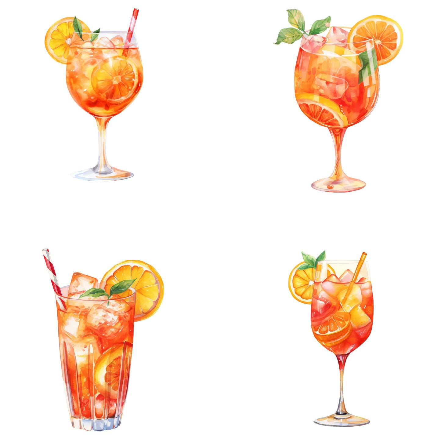 Watercolor Spritz Drinks Clipart