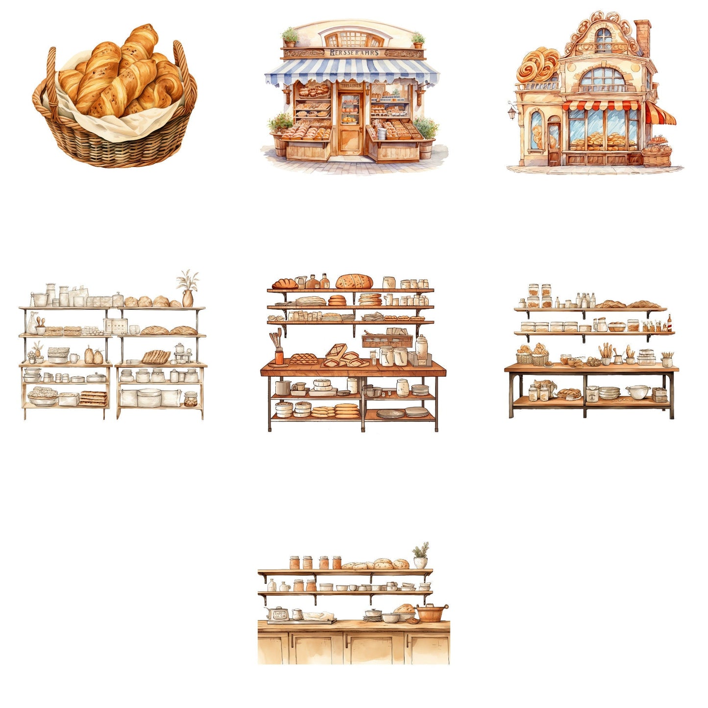 Watercolor Bakery Girl Clipart
