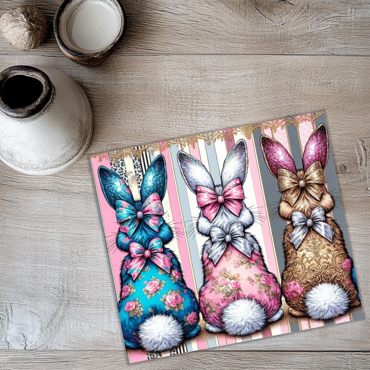 a card with three bunny bunnies on it