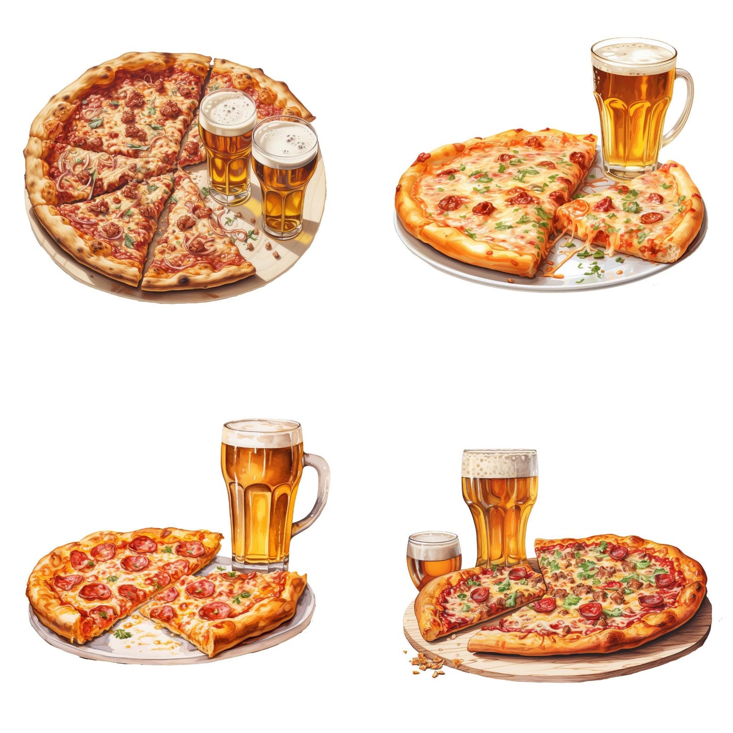 Pizza and Beer Clipart