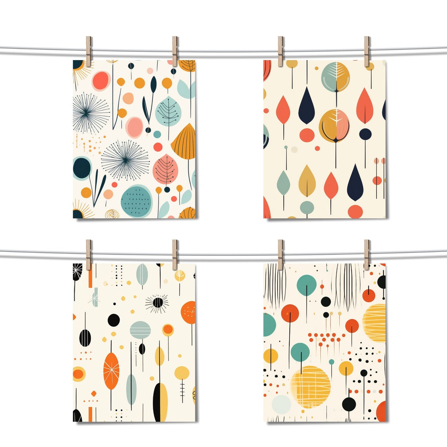 Mid Century Modern Seamless Pattern Digital Papers