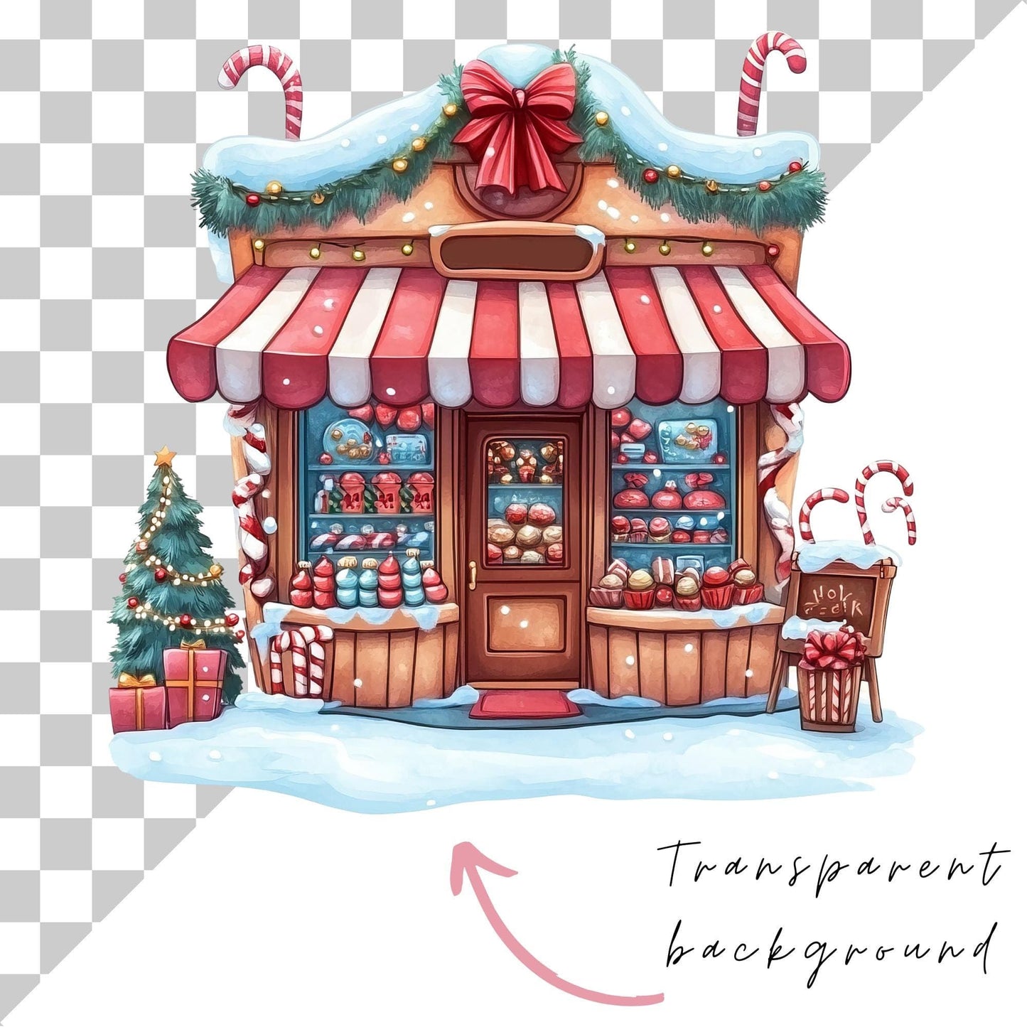 Christmas Candy Storefront Clipart