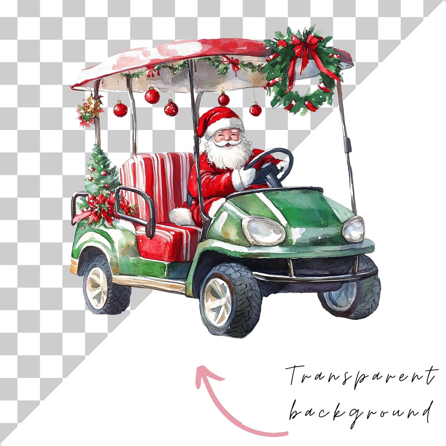 Christmas Golf Cart Clipart