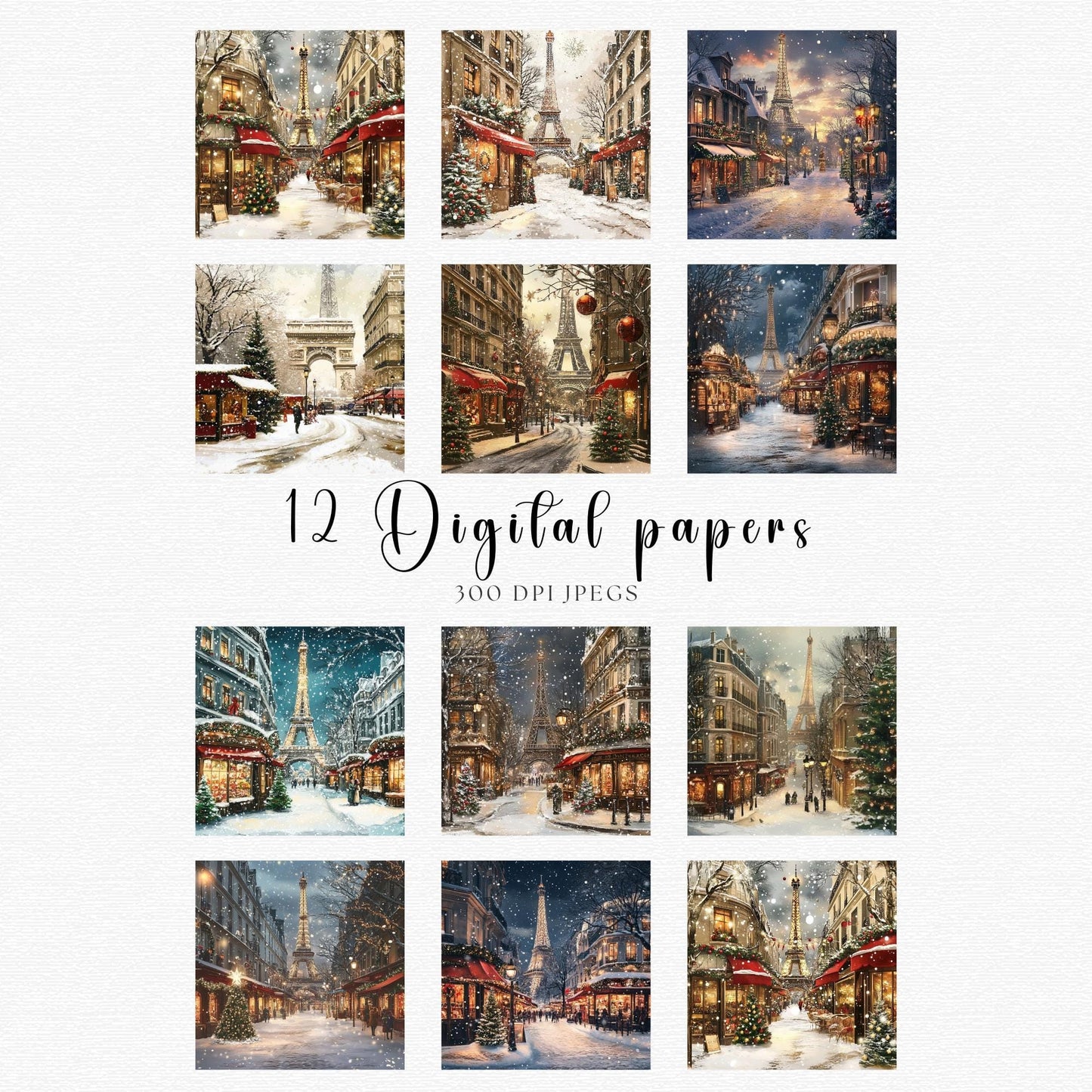 Christmas in Paris Digital Papers