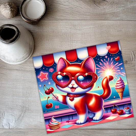 Cute 4th July Kitten Tumbler Wrap