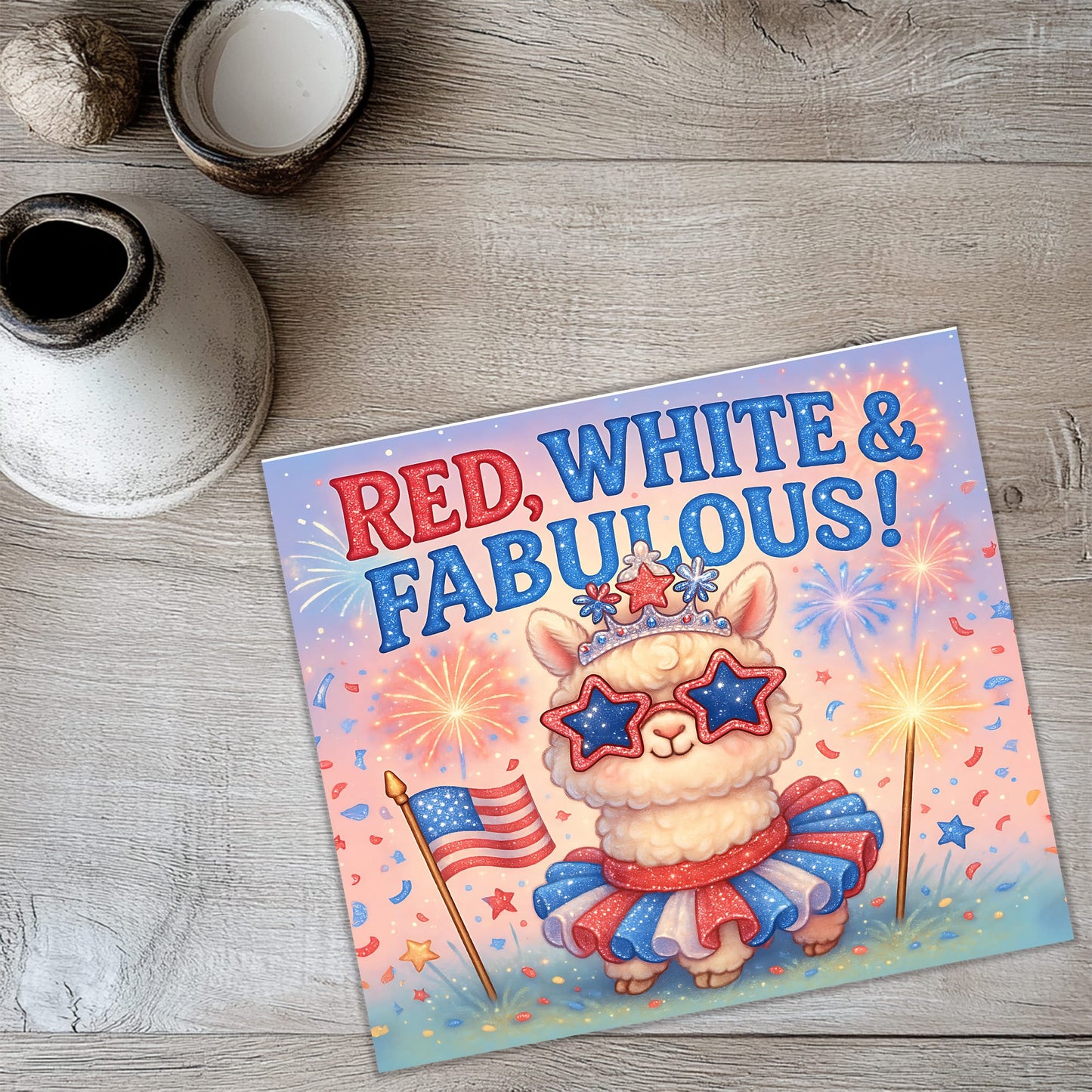 Cute Alpaca 4th July Tumbler Wraps