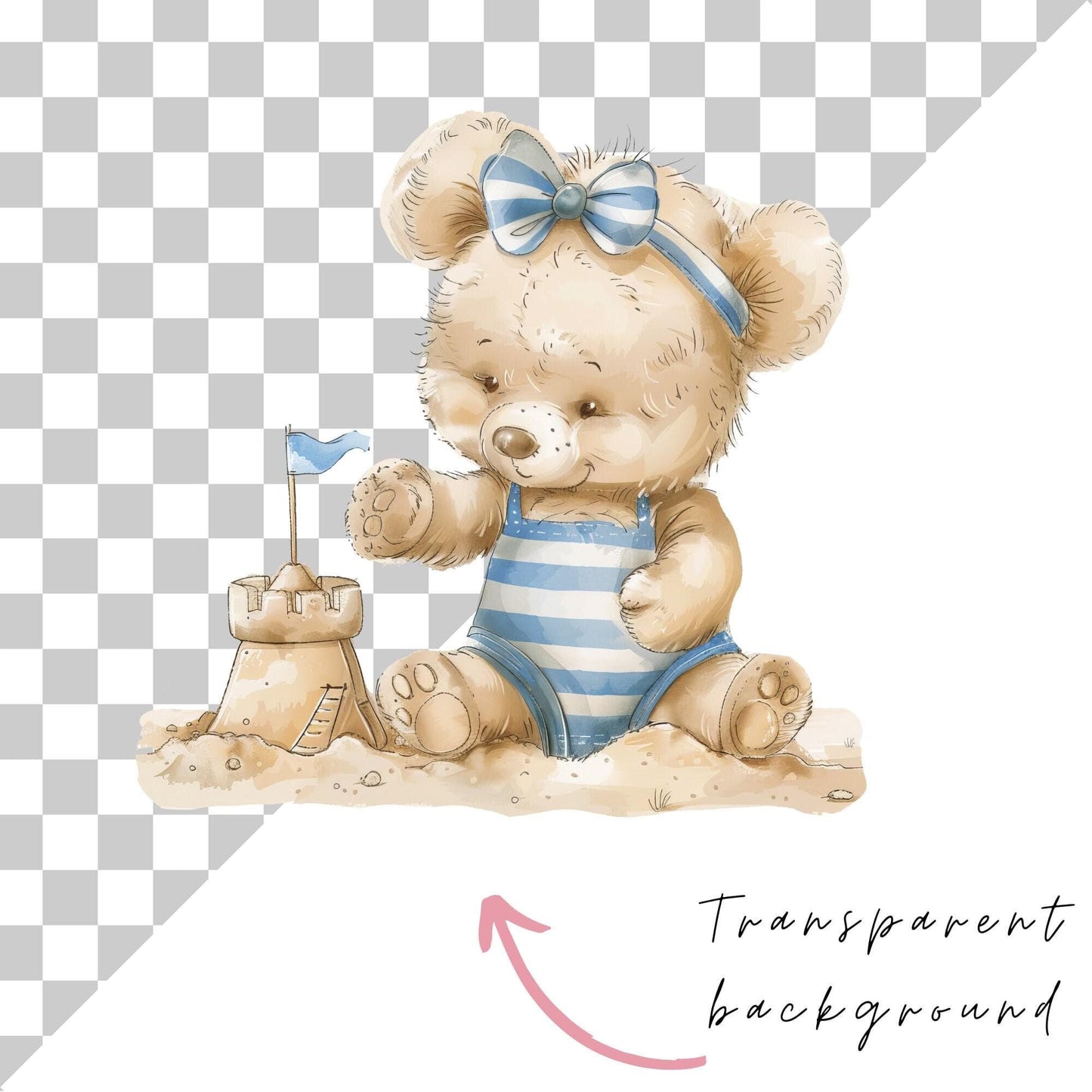 Cute Beach Bears clipart