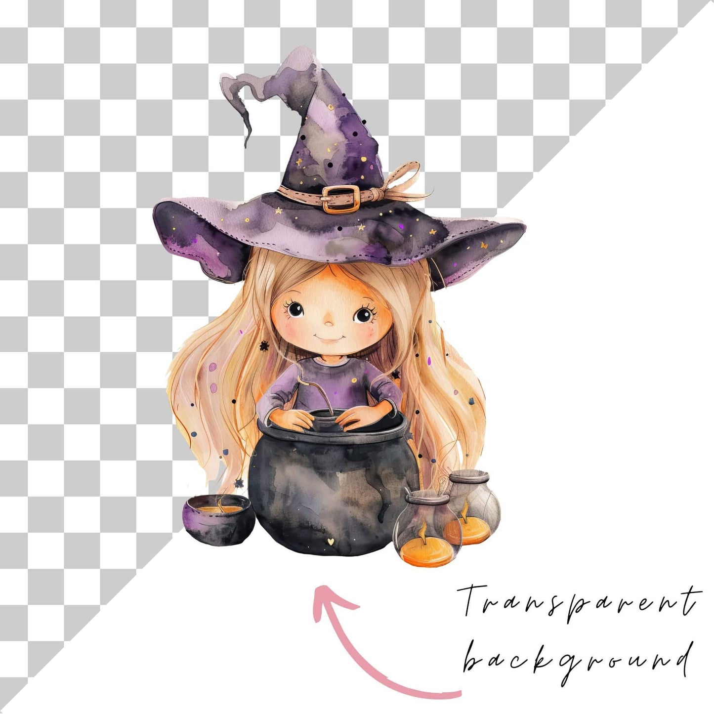 Cute Pastel Witch Clipart