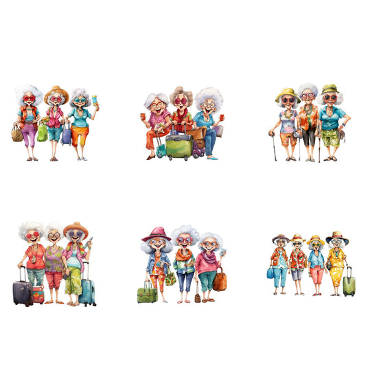 Quirky Old Ladies Clipart - Vacay edition