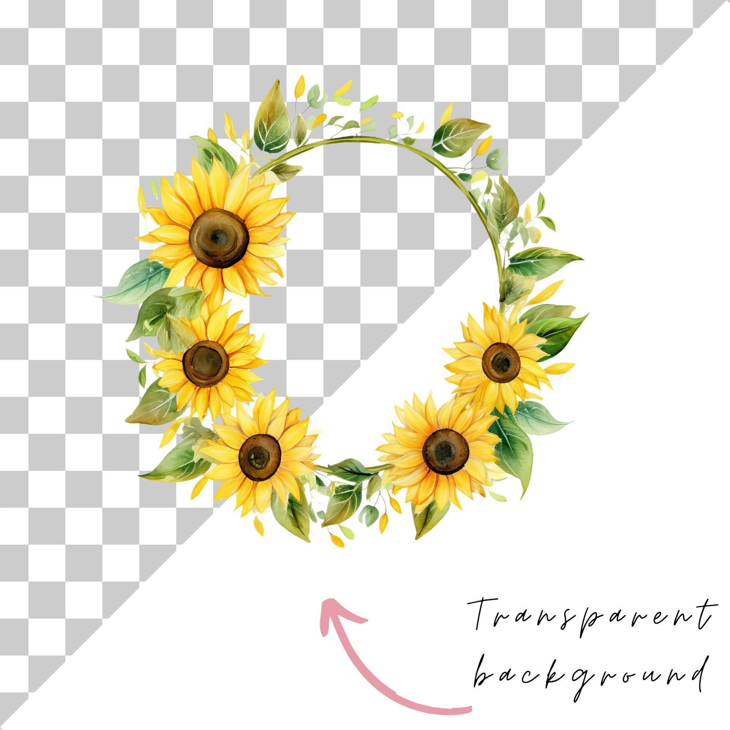 Sunflower Wreath Clipart Single