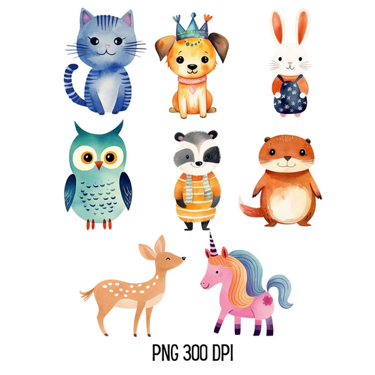 Clipart de doodle de guardería de acuarela