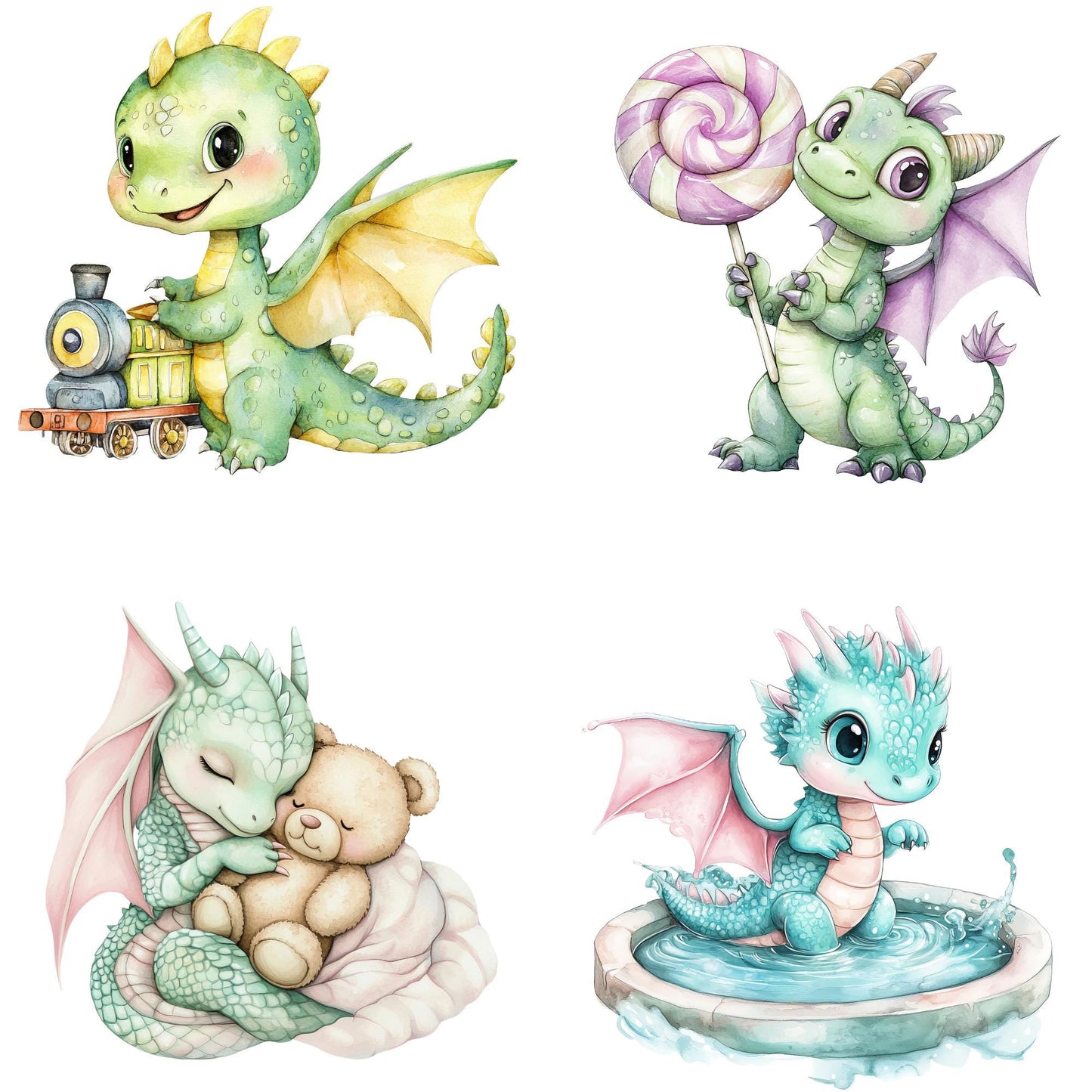 Playful baby dragon clipart