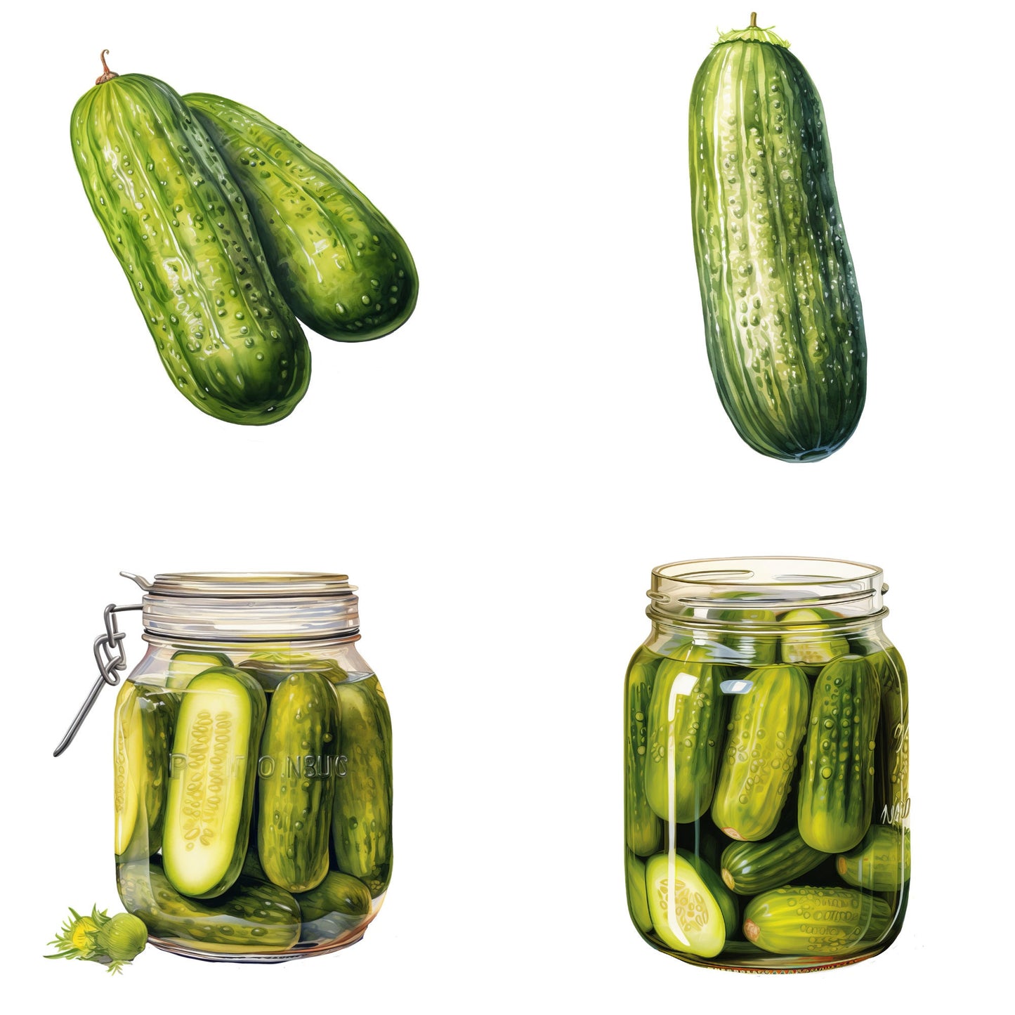 Watercolor Pickles Clipart