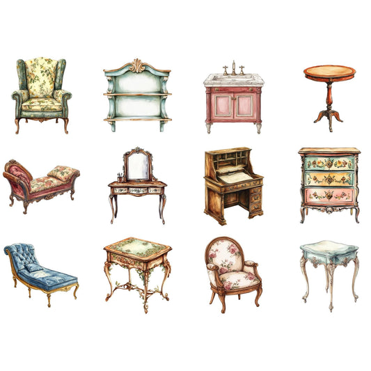 Victorian era furniture clipart