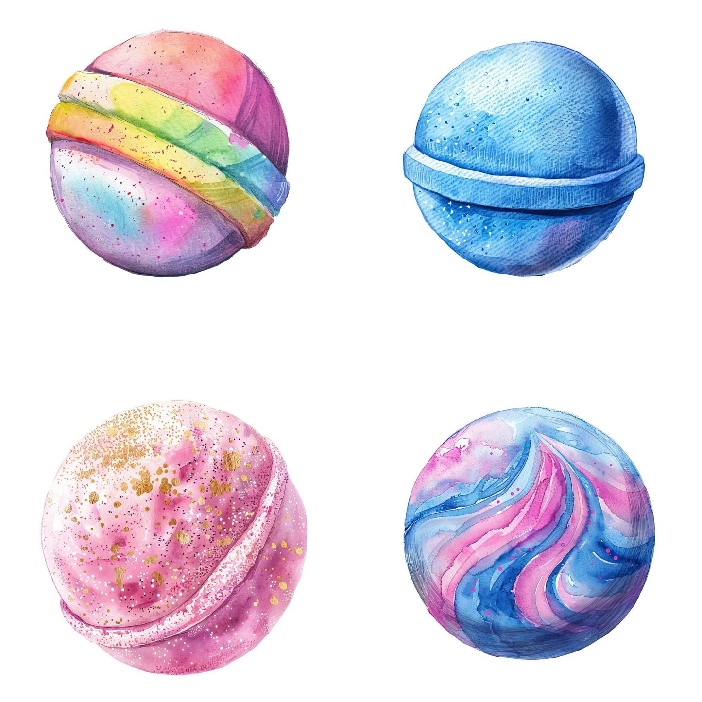Watercolor Bath Bomb Clipart