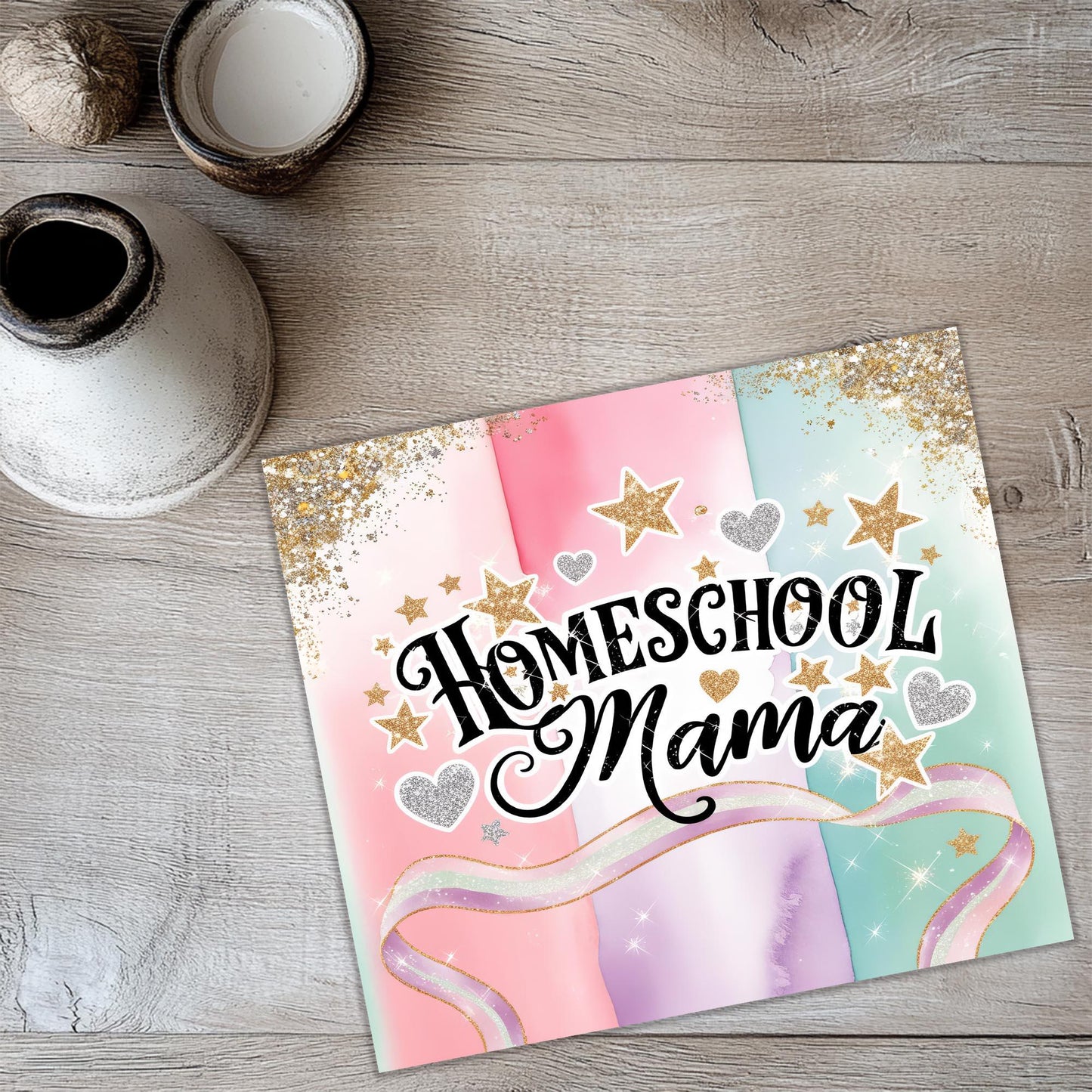 a card with the words homeschool mama on it