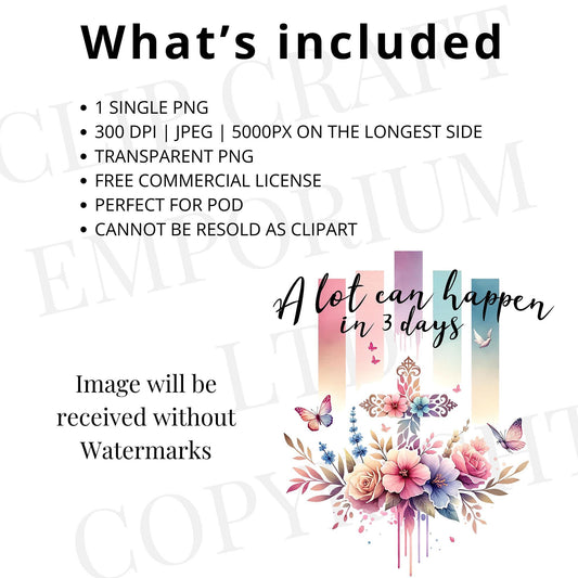 A Lot Can Happen in 3 Days Bow Girl PNG | Christian Easter Sublimation Design | He Is Risen Png | Easter Shirt Design | Digital Download