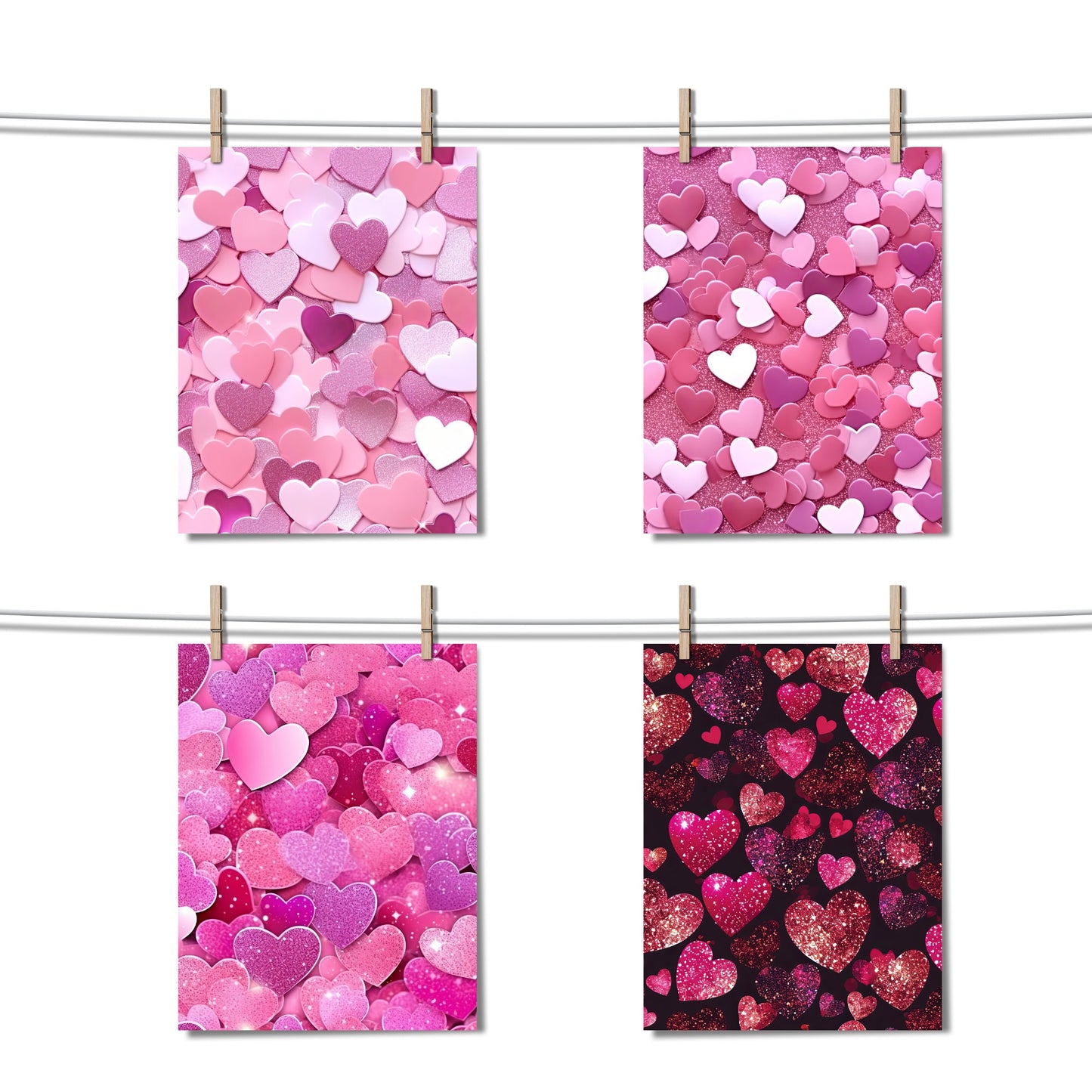 Valentine's Day Glitter Hearts Seamless Pattern
