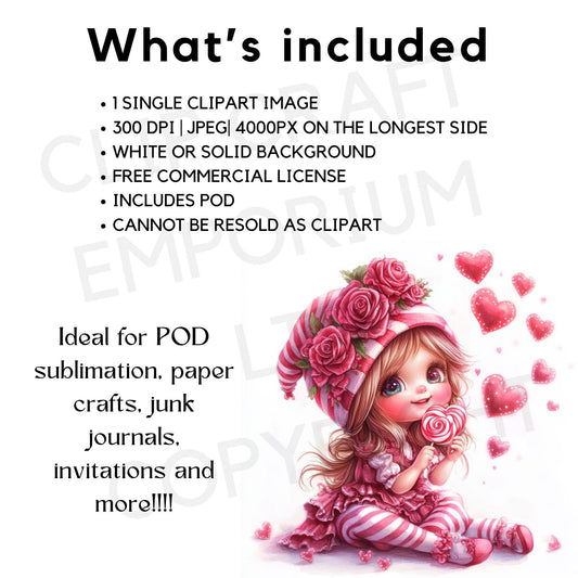 Pink Valentines Gnome Clipart