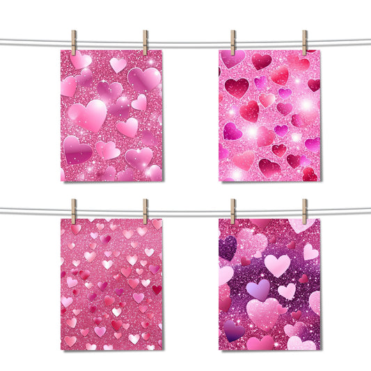 Valentine's Day Glitter Hearts Seamless Pattern