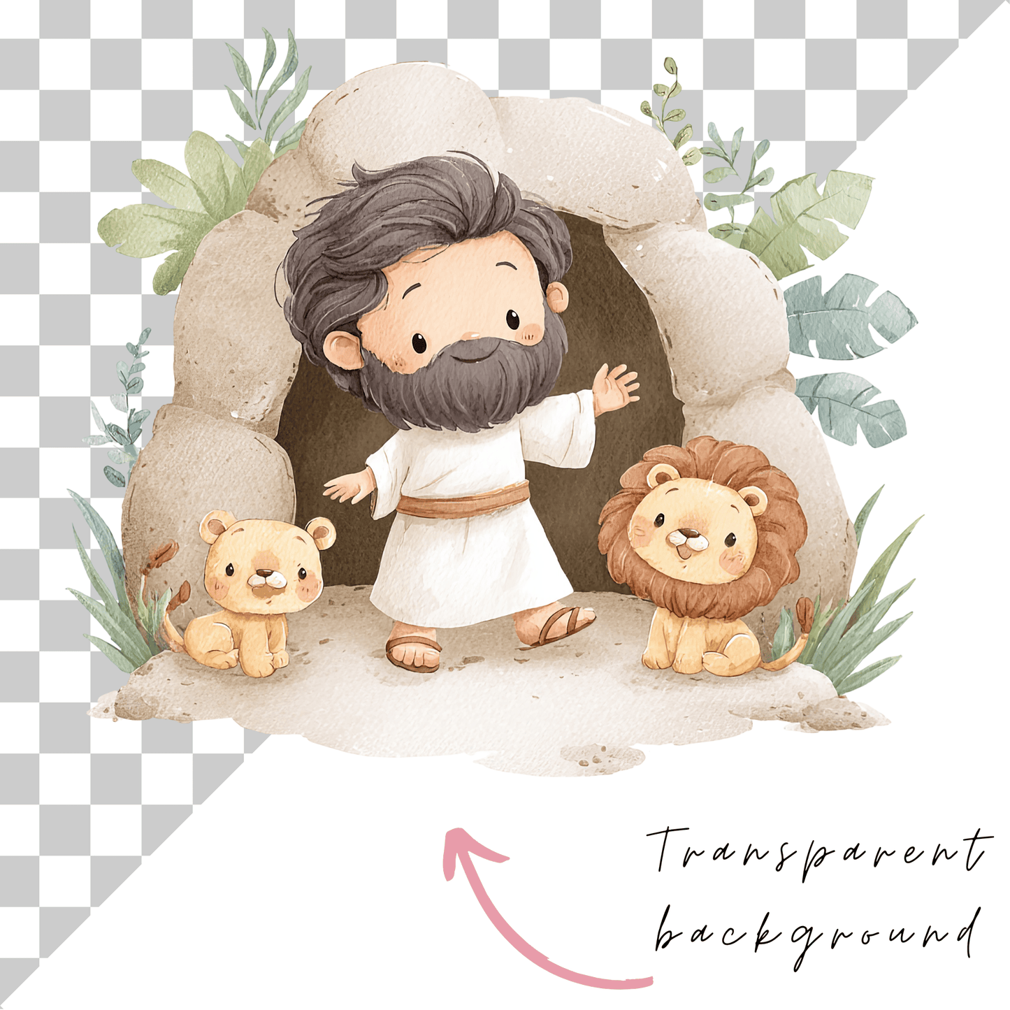 Daniel in the Lion’s Den Clipart Bundle – Bible Story Kids Clipart PNG, Christian Printable Graphics, Sunday School Design Pack