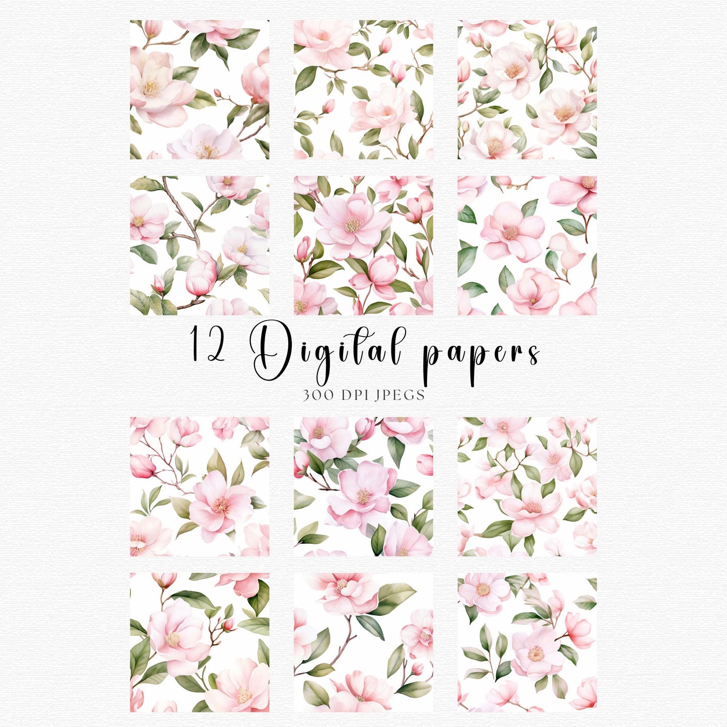 Camellias Seamless Pattern Digital Paper