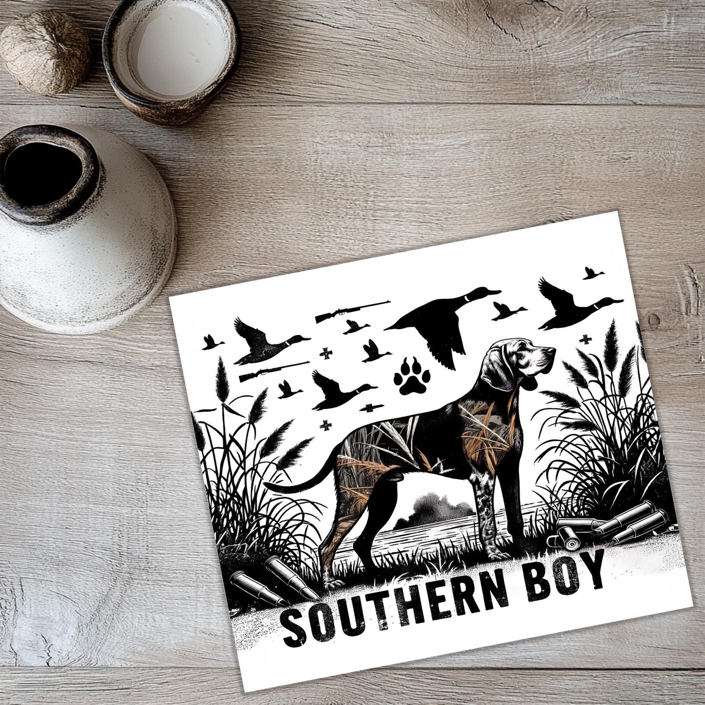 a card with a picture of a dog on it