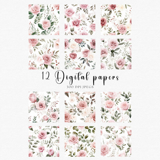 Dusty Pink Rose Digital Papers
