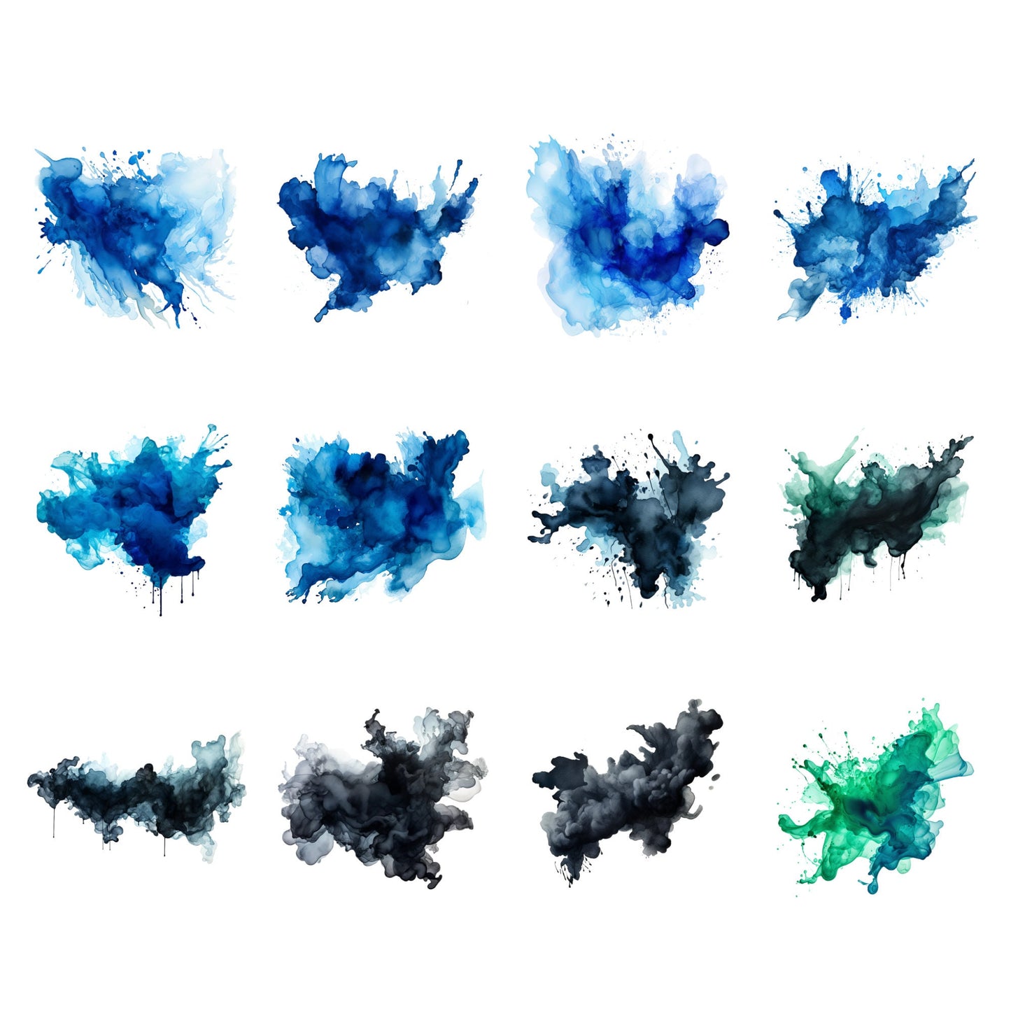 Blue watercolor splatter clipart