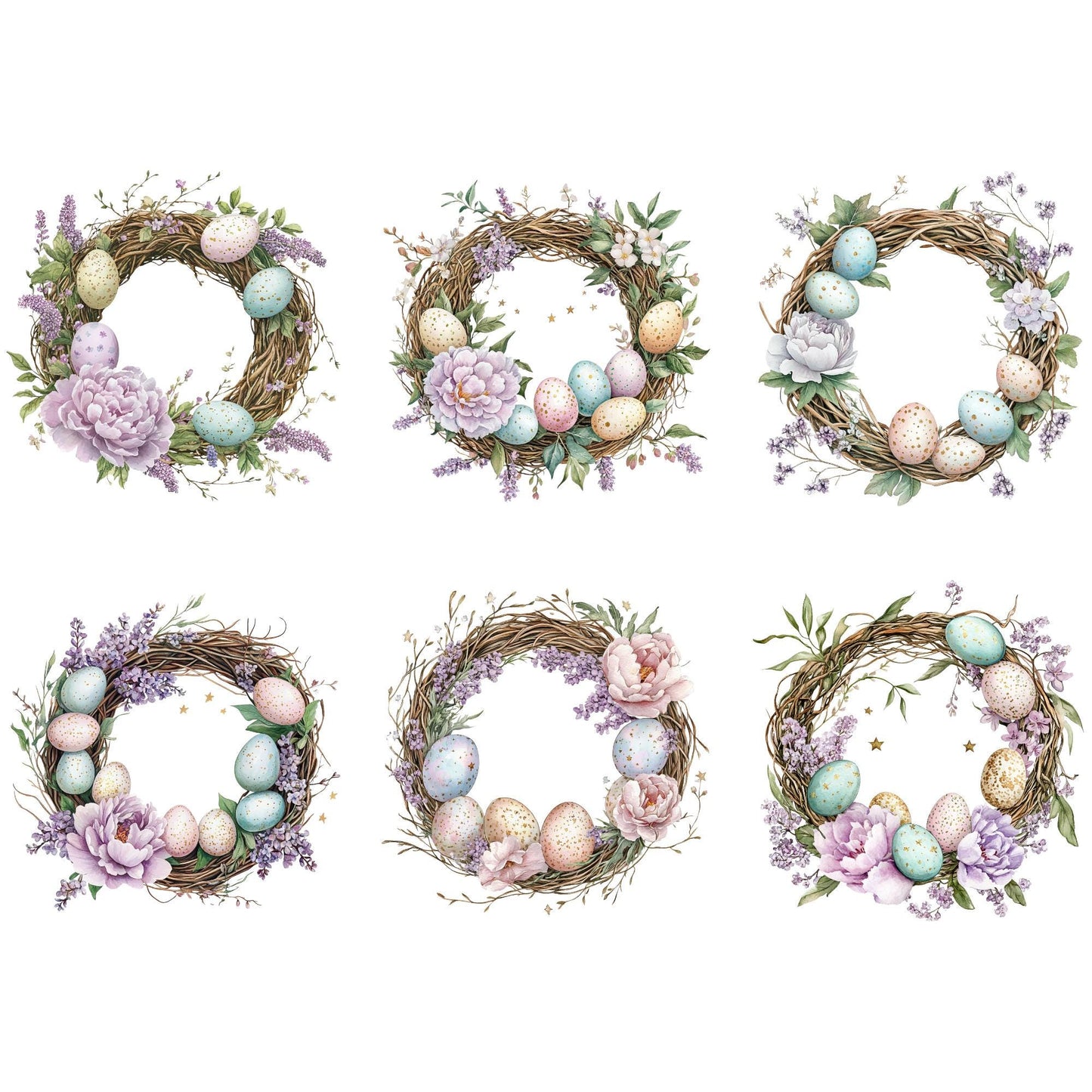 Easter Wreath Clipart Pack PNG