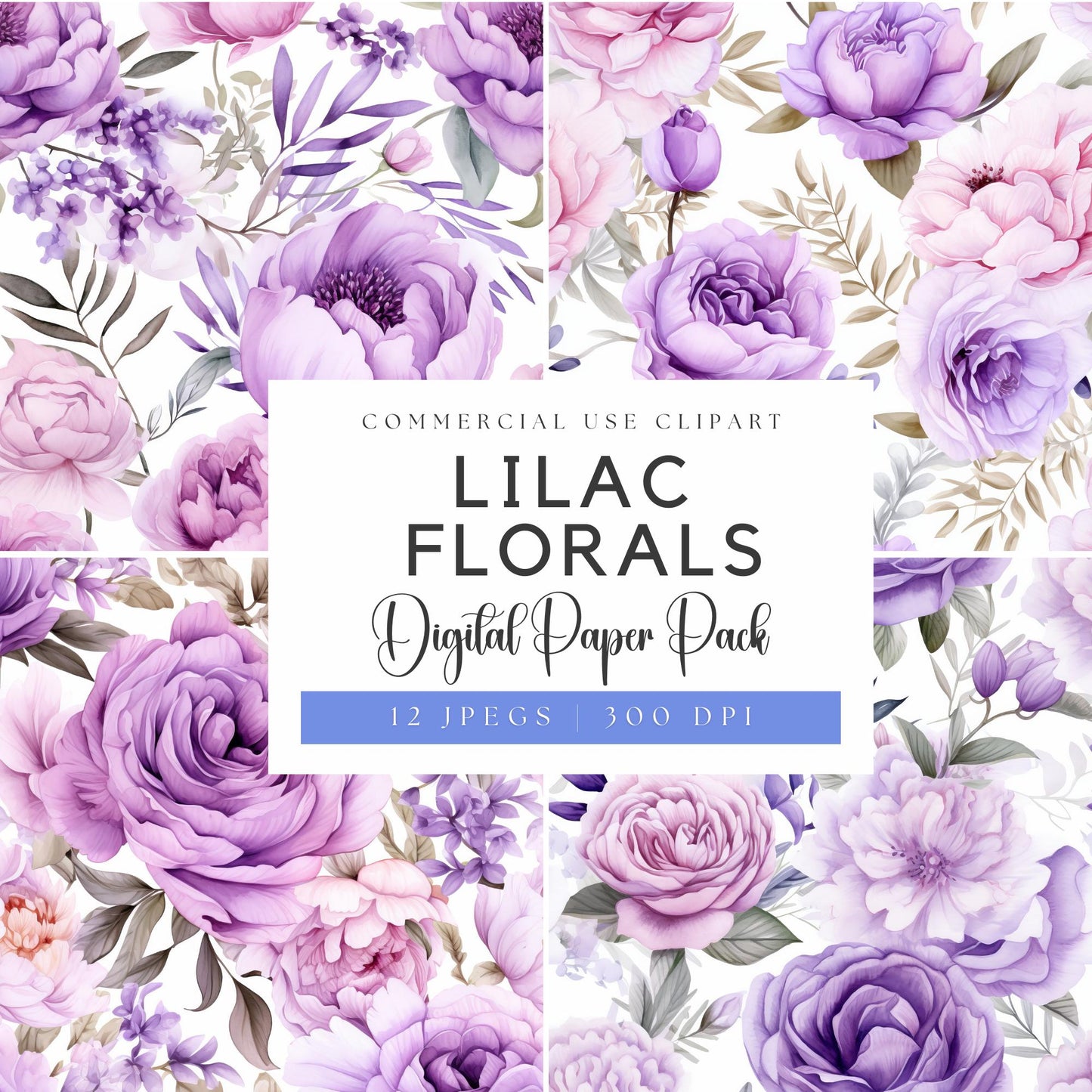 Lilac Floral Digital Papers