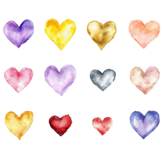 Watercolor Rustic Hearts Clipart