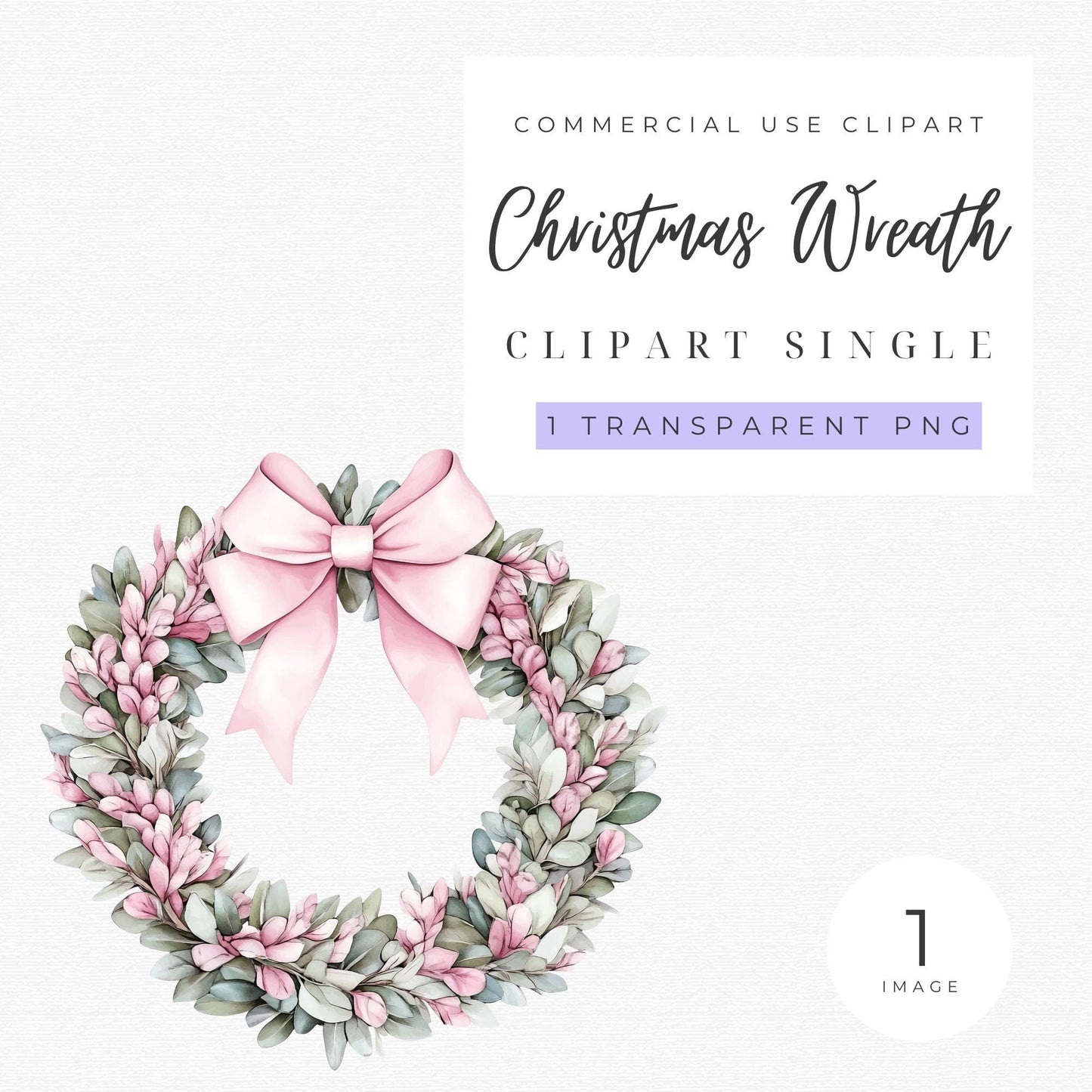 Preppy Pink Christmas Wreath Clipart