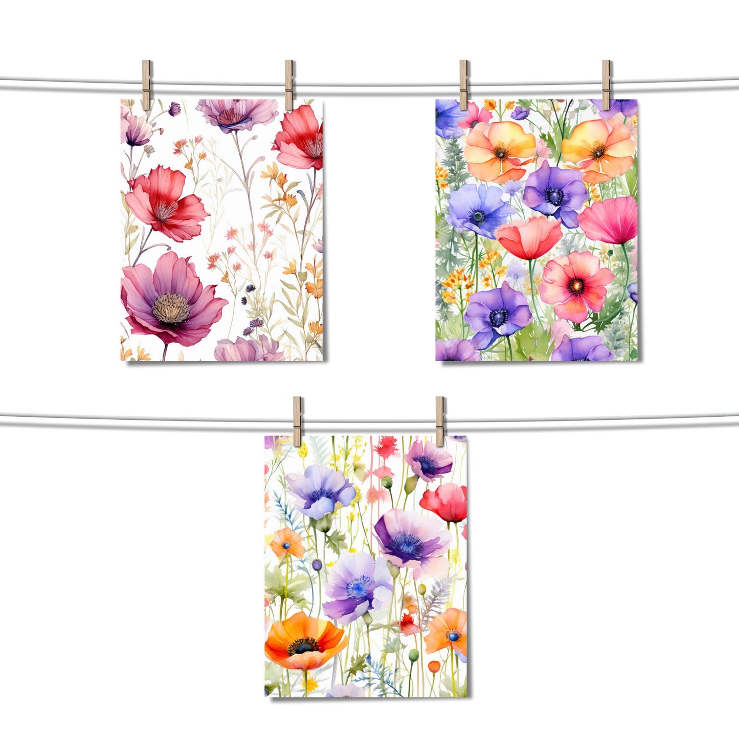 Watercolor Wildflowers Digital Papers