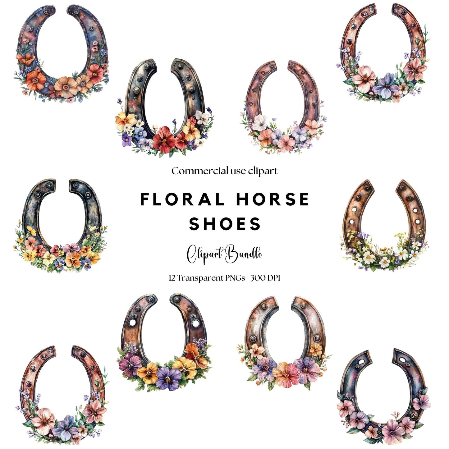 Floral Horse Shoe Clipart