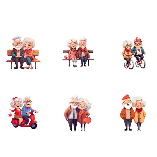 Quirky Old Couples Clipart