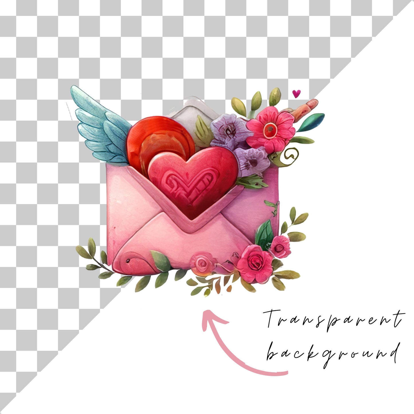 Valentines Retro Mail Clipart