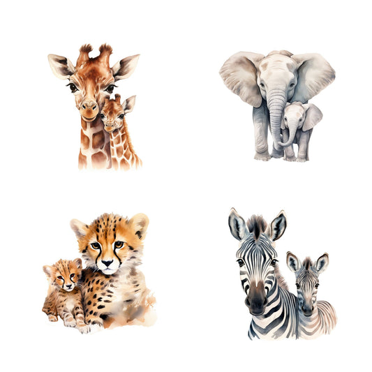 Mother & Baby Safari Animals Clipart