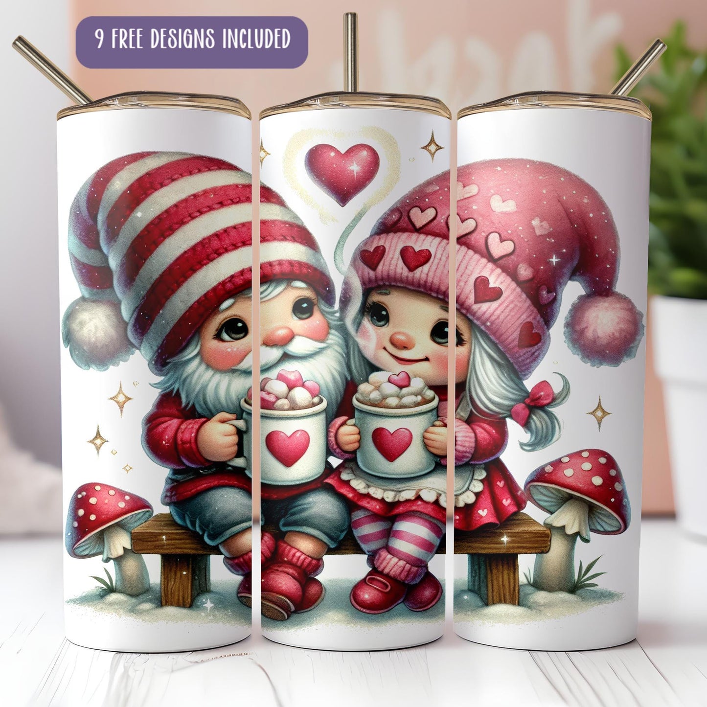 a couple of gnomes sitting next to each other