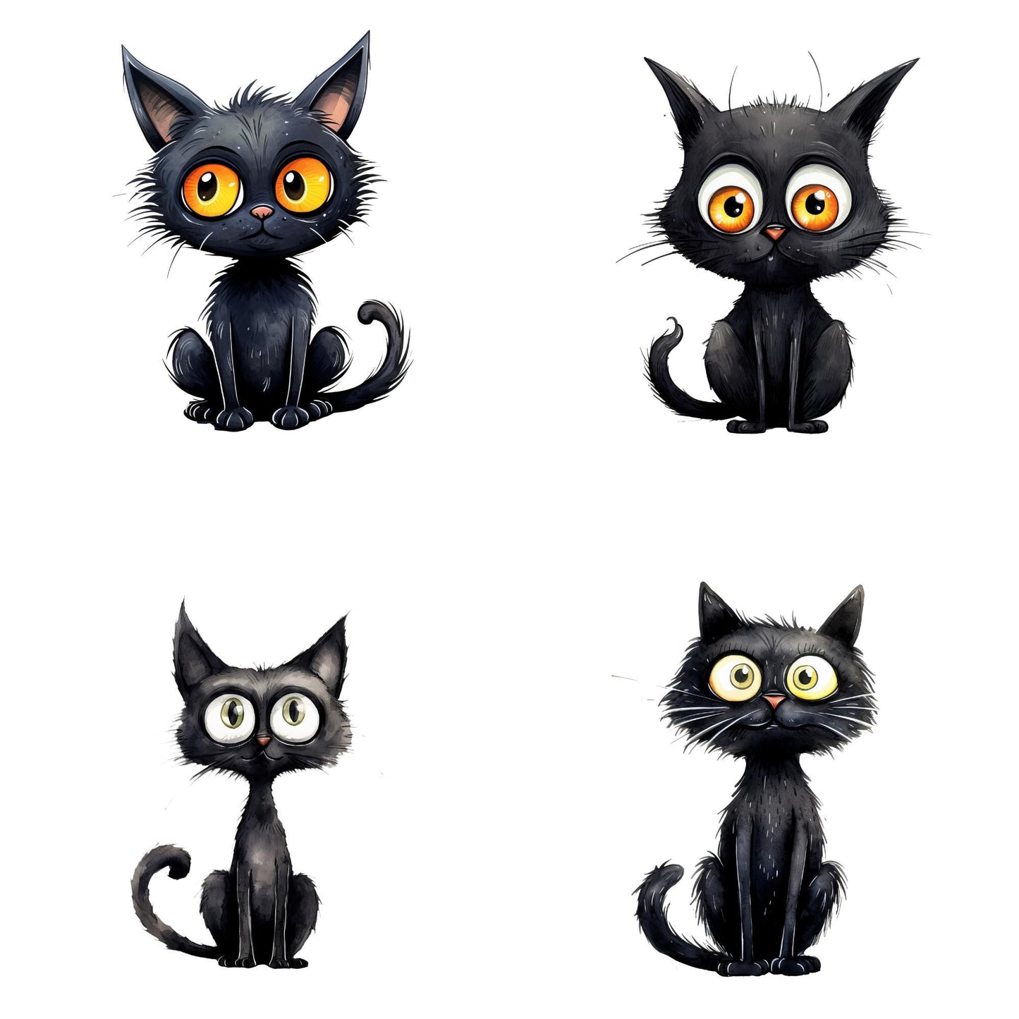 Quirky Black Cat Clipart
