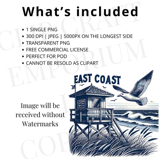 East Coast Summer PNG – Coastal Ocean Sailboat Sublimation Design