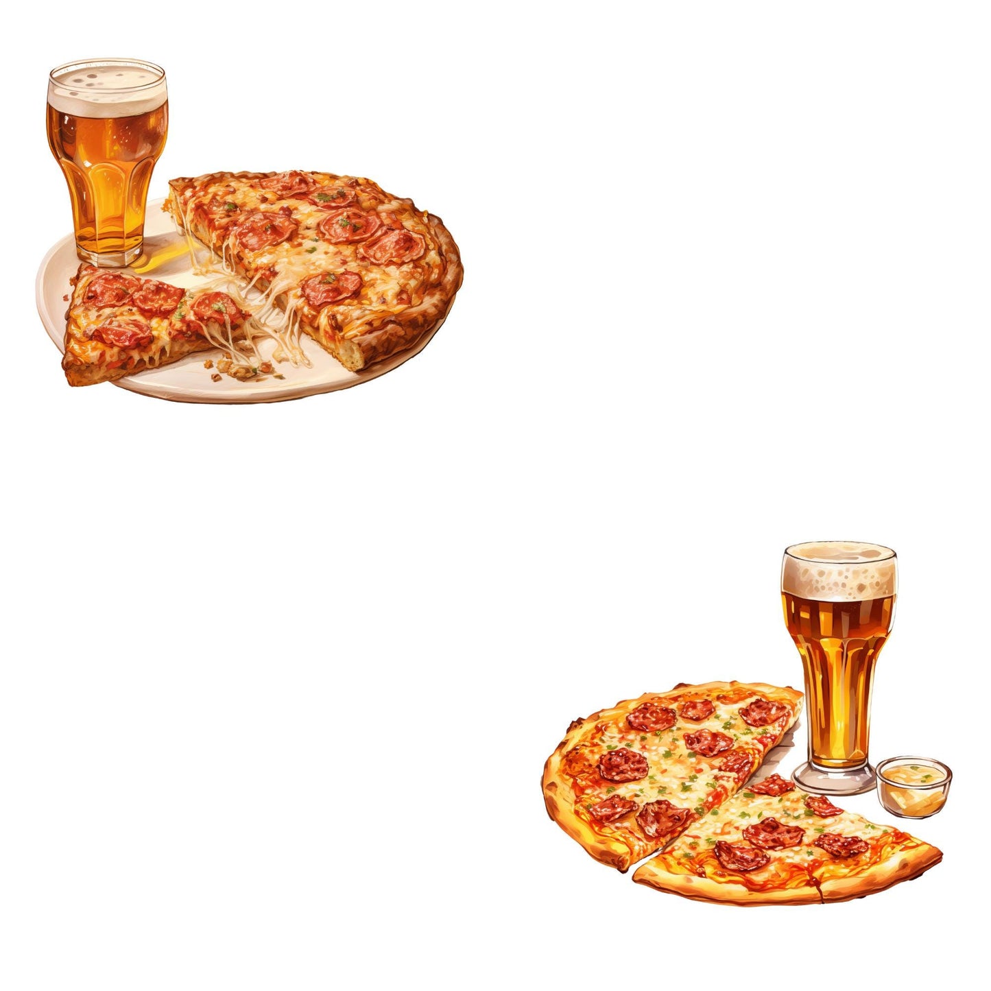 Pizza and Beer Clipart