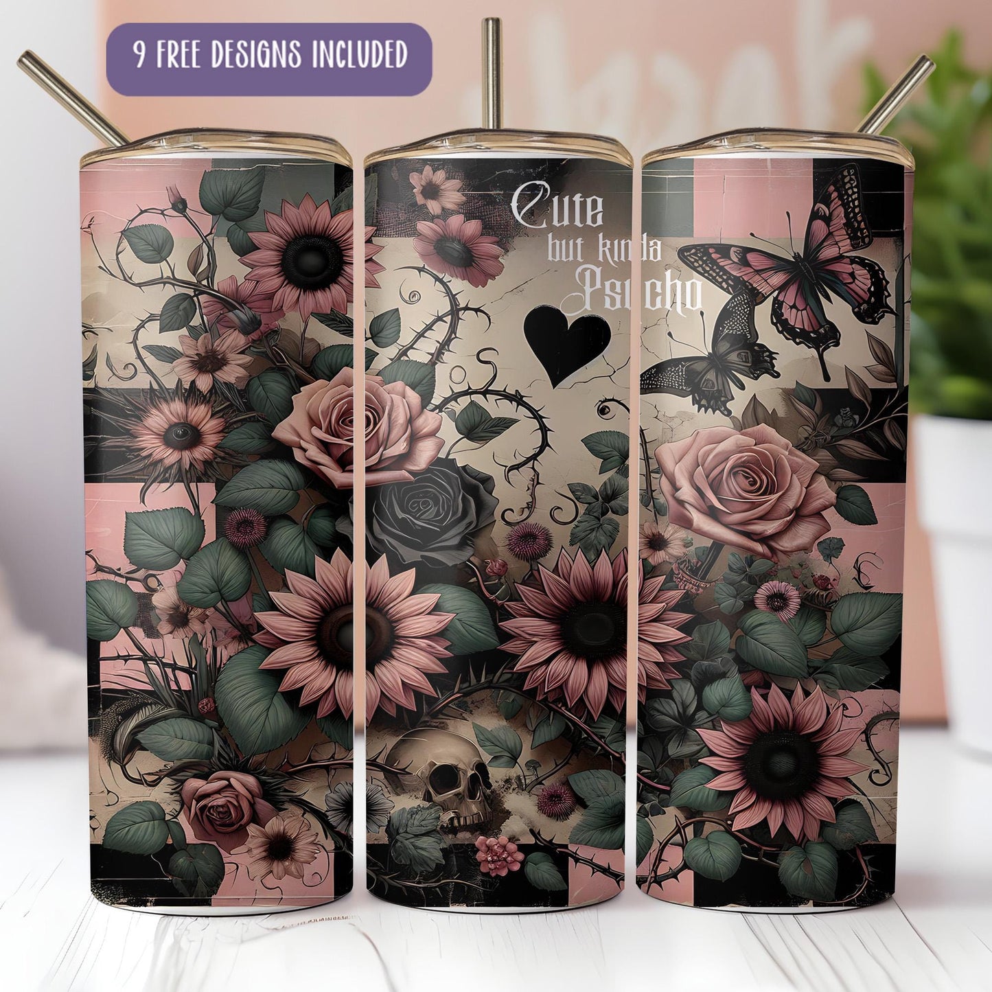 a couple of cans with flowers on them