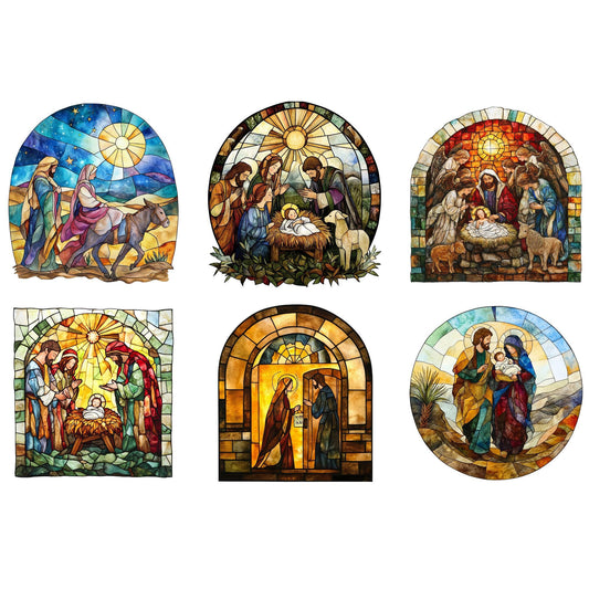 Clipart de la Natividad con vidrieras