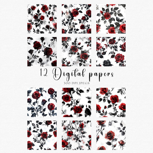 Papeles digitales de rosas góticas