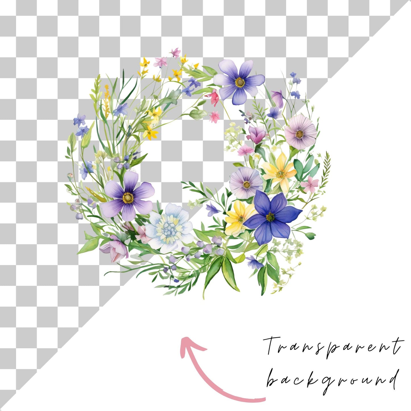 Wildflower Wreath Clipart Single
